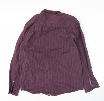 RJR John Rocha Men's Purple Striped Shirt - M