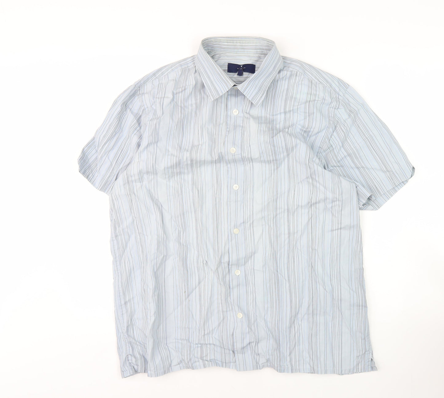 Jasper Conran Men's Blue Striped Short Sleeve Shirt L