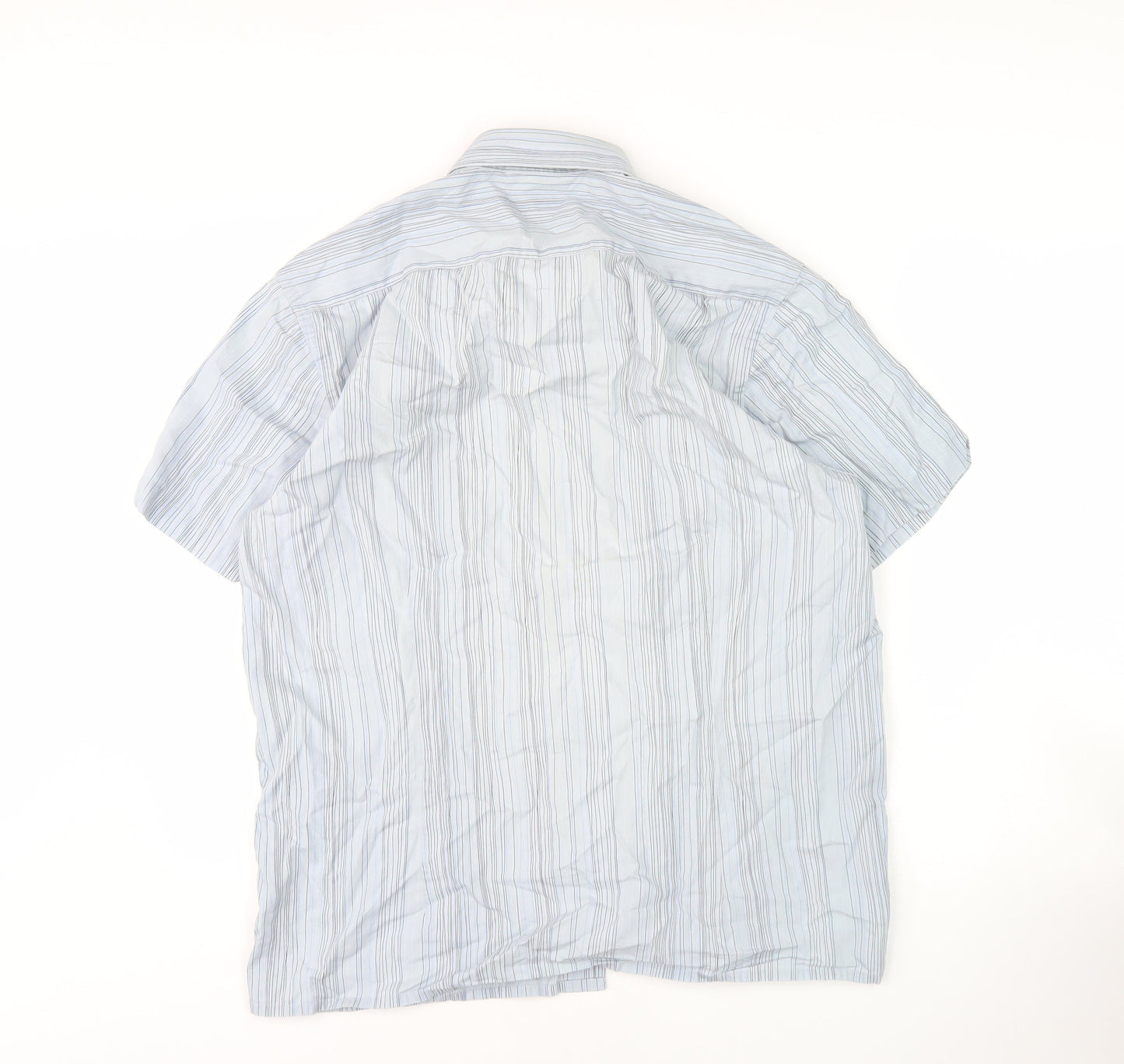Jasper Conran Men's Blue Striped Short Sleeve Shirt L