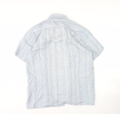 Jasper Conran Men's Blue Striped Short Sleeve Shirt L