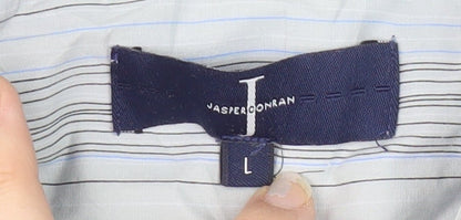 Jasper Conran Men's Blue Striped Short Sleeve Shirt L