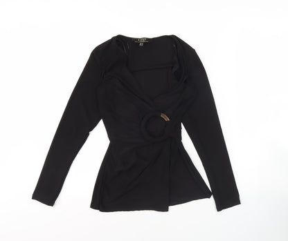 Womens UK Size 4 Lipsy Black Wrap Blouse