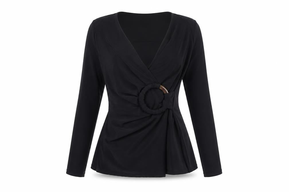 Womens UK Size 4 Lipsy Black Wrap Blouse