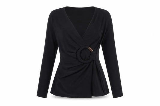 Womens UK Size 4 Lipsy Black Wrap Blouse