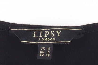 Womens UK Size 4 Lipsy Black Wrap Blouse