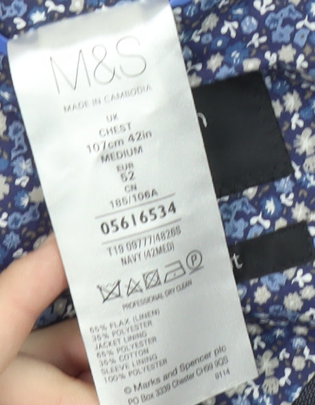 Mens UK Size 42 Marks and Spencer Regular Blue Suit Jacket