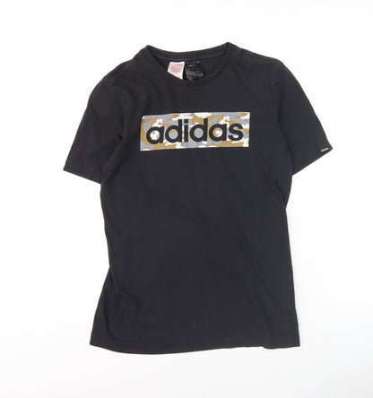 Adidas Boys Black T-Shirt 13-14 Years Logo Graphic