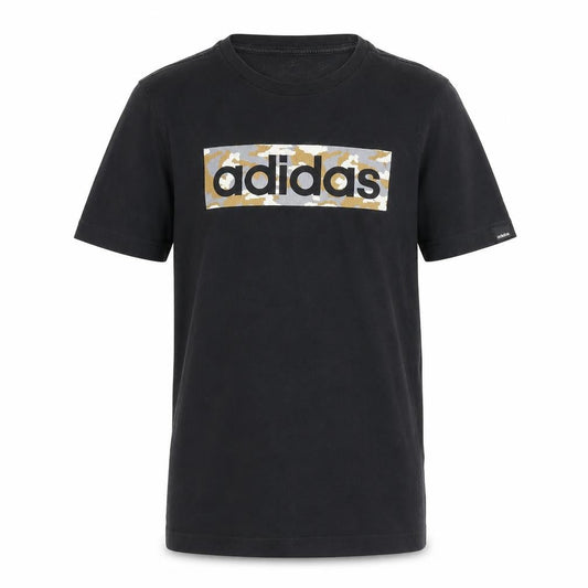 Adidas Boys Black T-Shirt 13-14 Years Logo Graphic