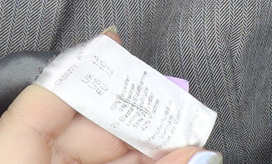 Long Tall Sally Womens Grey Suit Jacket, Size 14, Herringbone