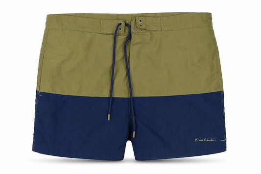 Front view of Pierre Cardin Men's XL Green Colourblock Board Shorts