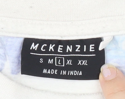 McKenzie Men's Striped T-Shirt L White Blue