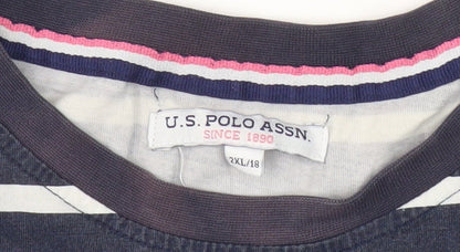 Womens UK Size 2XL U.S. Polo Assn. Blue Basic T-Shirt