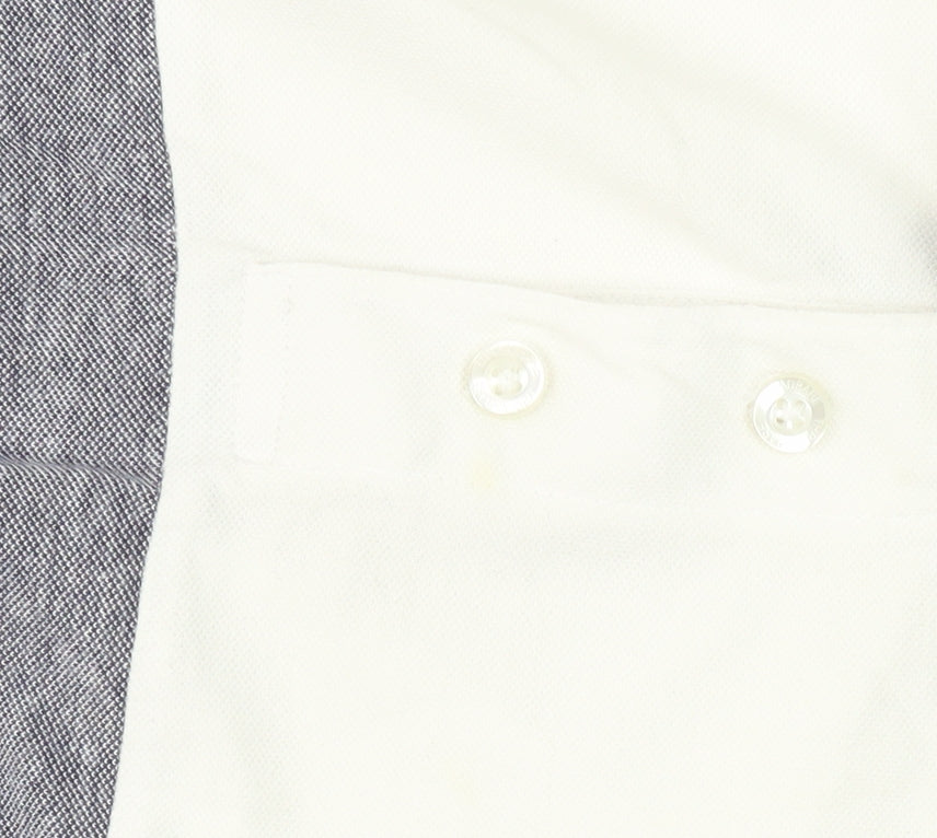 Threadbare Men's White/Blue Colourblock Polo Size 2XL