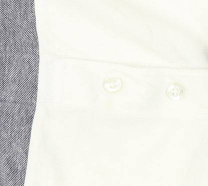 Threadbare Men's White/Blue Colourblock Polo Size 2XL