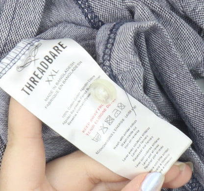 Threadbare Men's White/Blue Colourblock Polo Size 2XL