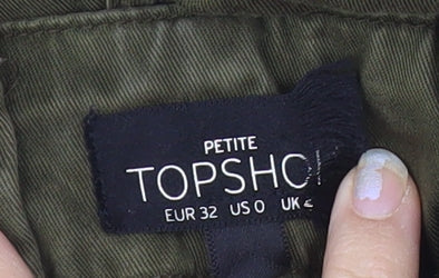 Topshop Petite Green Paperbag Trousers 2XS Women