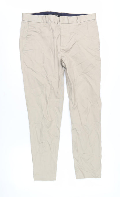 River Island Men's Beige Chino Trousers, Slim Fit, Size M