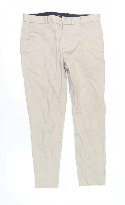 River Island Men's Beige Chino Trousers, Slim Fit, Size M