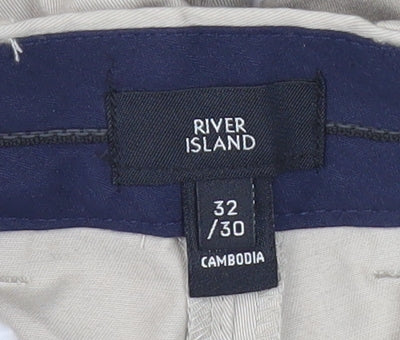 River Island Men's Beige Chino Trousers, Slim Fit, Size M
