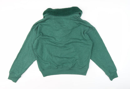 American Eagle Women's Green Henley Sweatshirt S