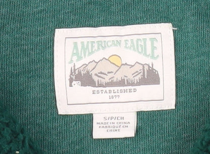 American Eagle Women's Green Henley Sweatshirt S