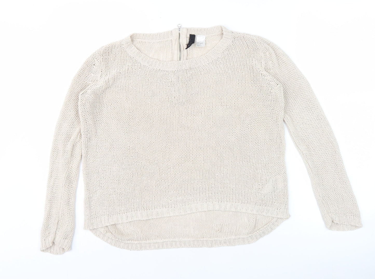 Womens UK Size S Divided Beige Full Zip Jumper