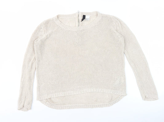 Womens UK Size S Divided Beige Full Zip Jumper