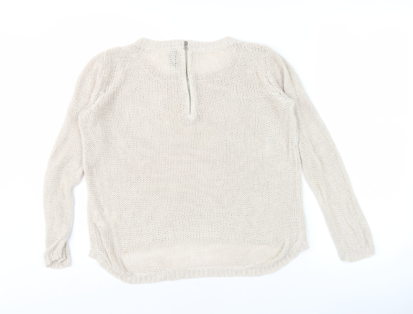 Womens UK Size S Divided Beige Full Zip Jumper