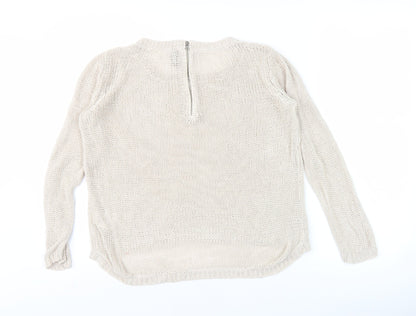 Womens UK Size S Divided Beige Full Zip Jumper