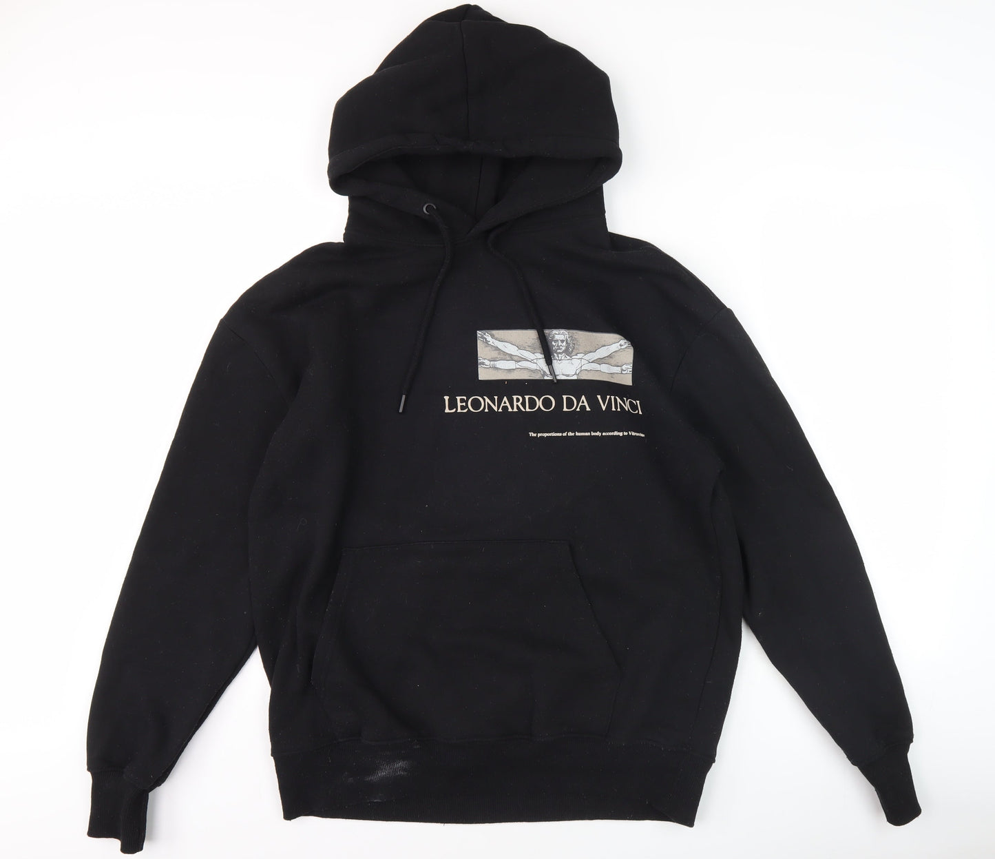 Mens UK Size M Pull&Bear Black Pullover Hoodie