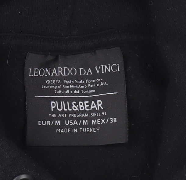 Mens UK Size M Pull&Bear Black Pullover Hoodie