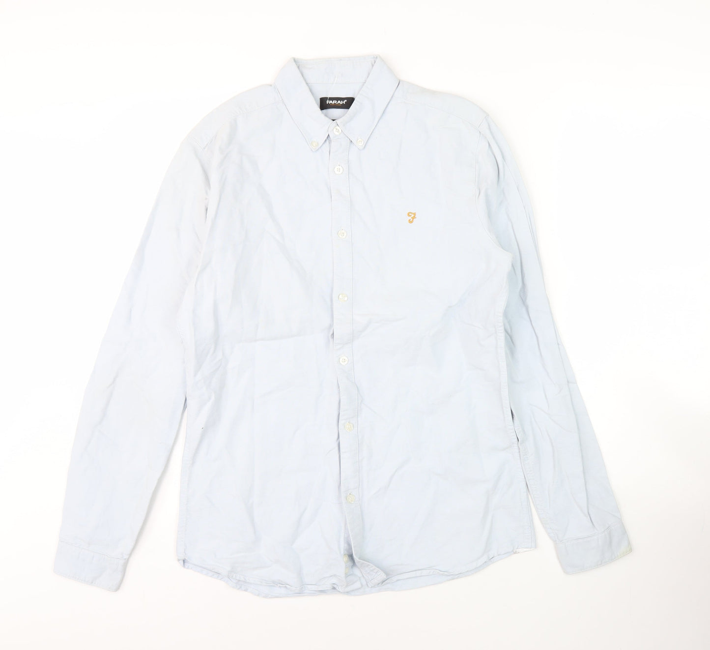 Farah Men's Blue Slim Fit Long Sleeve Shirt S