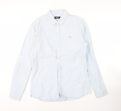 Farah Men's Blue Slim Fit Long Sleeve Shirt S