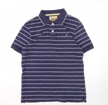 Marks and Spencer Blue Striped Polo Shirt, Men's S, Short Sleeve
