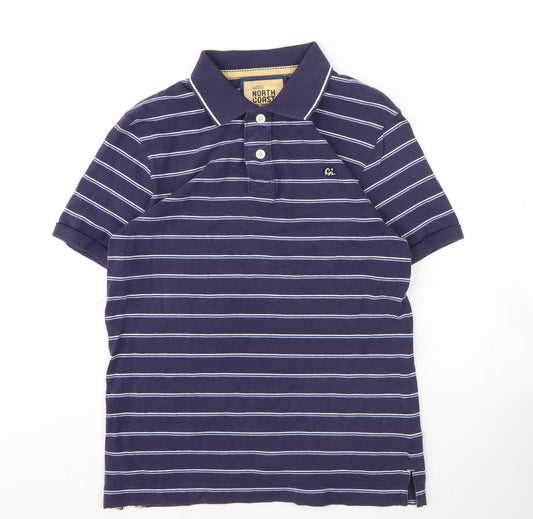 Marks and Spencer Blue Striped Polo Shirt, Men's S, Short Sleeve