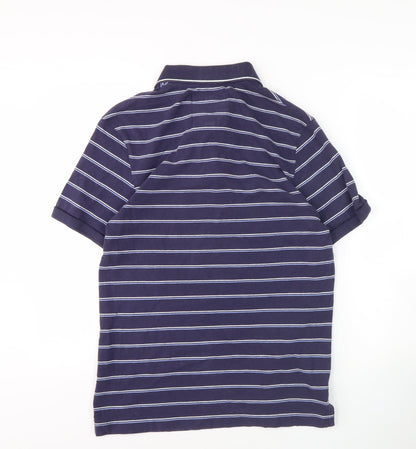Marks and Spencer Blue Striped Polo Shirt, Men's S, Short Sleeve