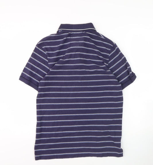 Marks and Spencer Blue Striped Polo Shirt, Men's S, Short Sleeve