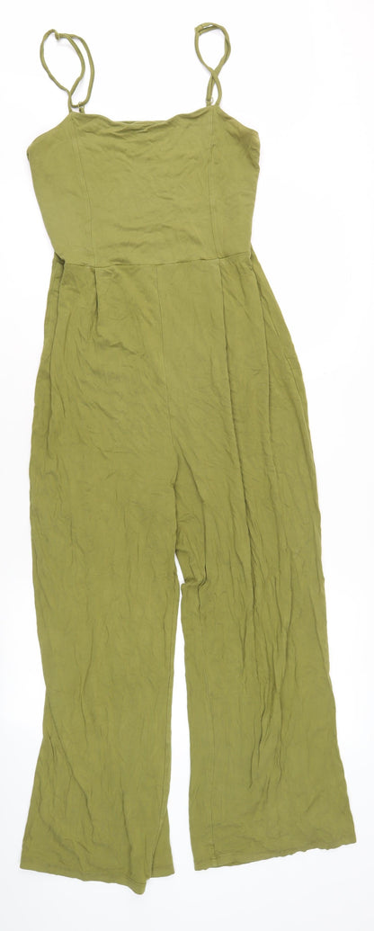 Pull & Bear Women's Green Jumpsuit Size 12 Wide-Leg Sleeveless
