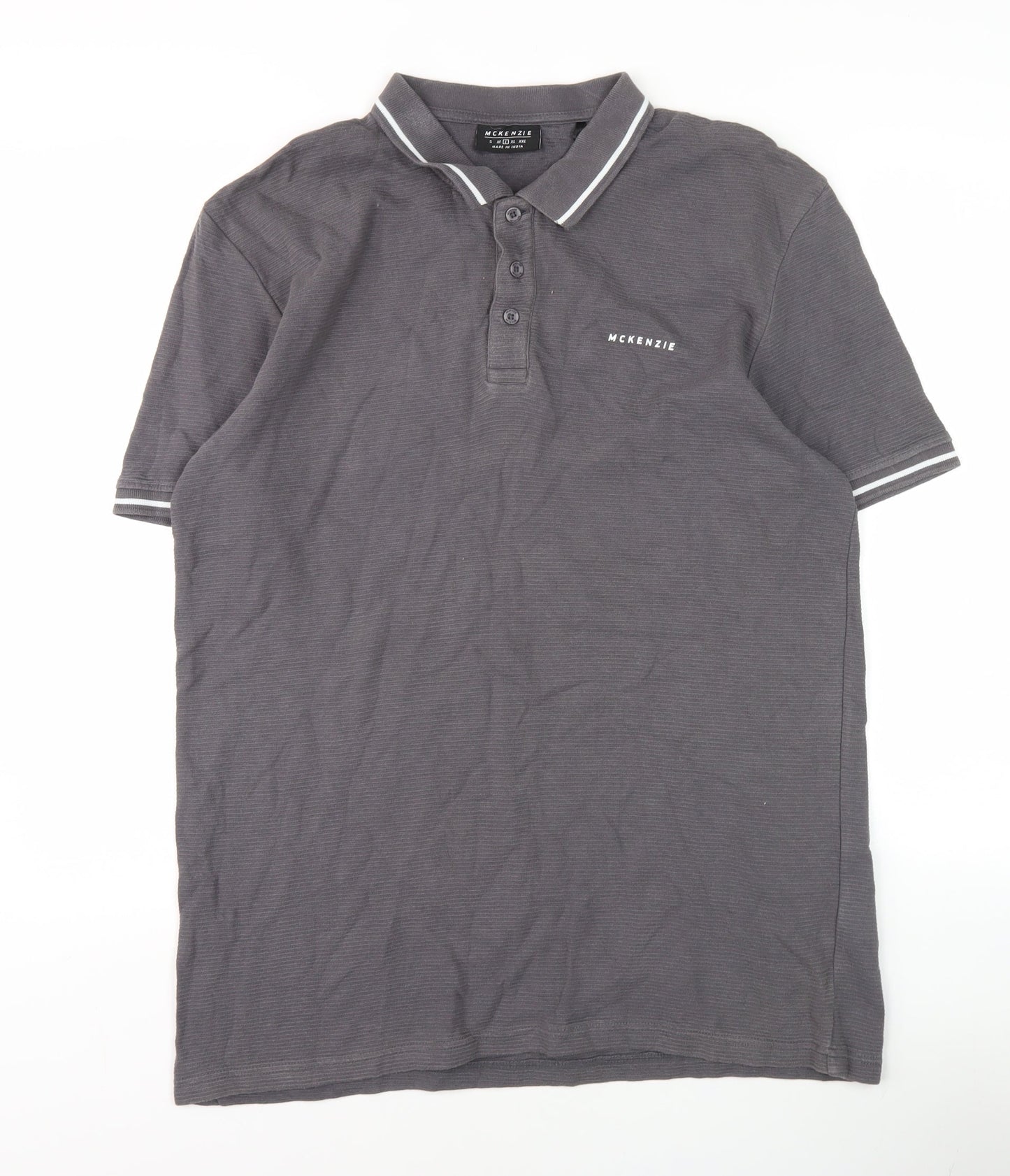 McKenzie Men's Grey Polo Shirt - Size L, Short Sleeve