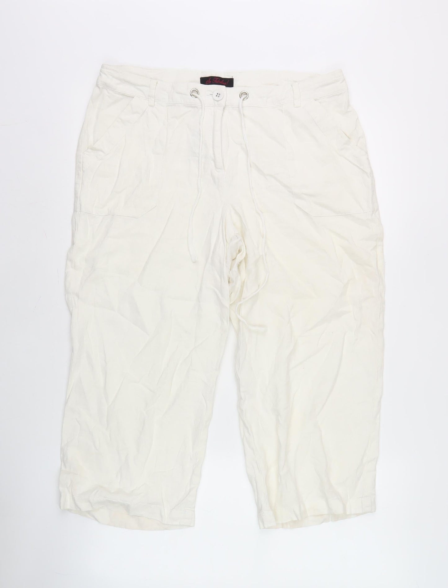 No Ordinary Women's Ivory Cropped Trousers Size 14