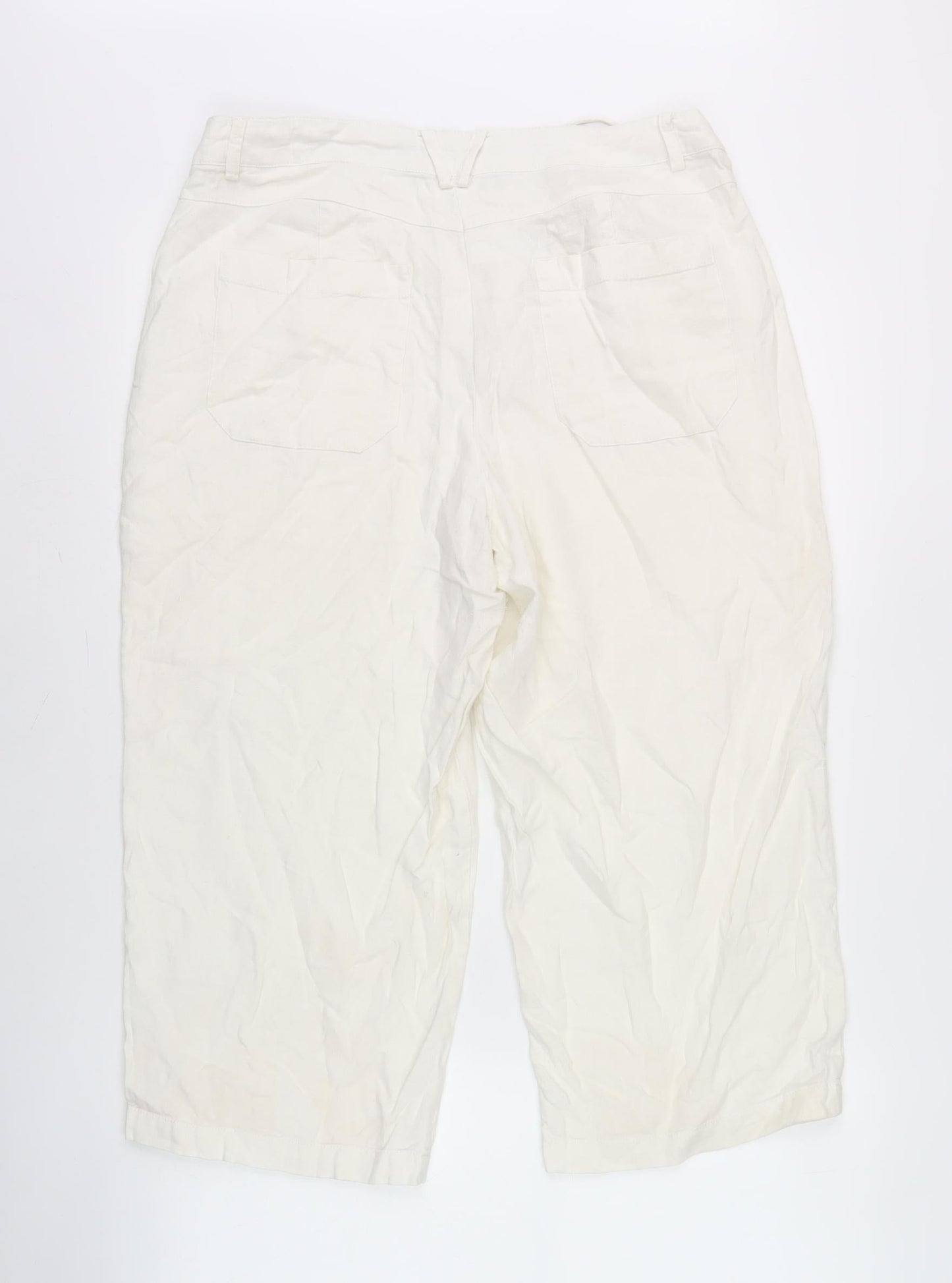 No Ordinary Women's Ivory Cropped Trousers Size 14