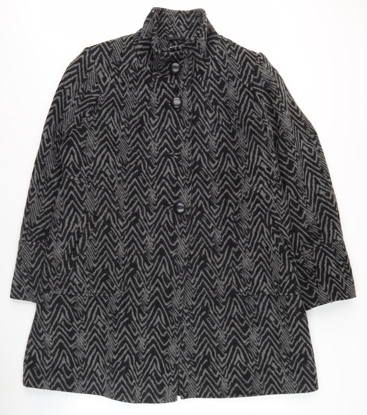Womens UK Size M Roman Black Overcoat