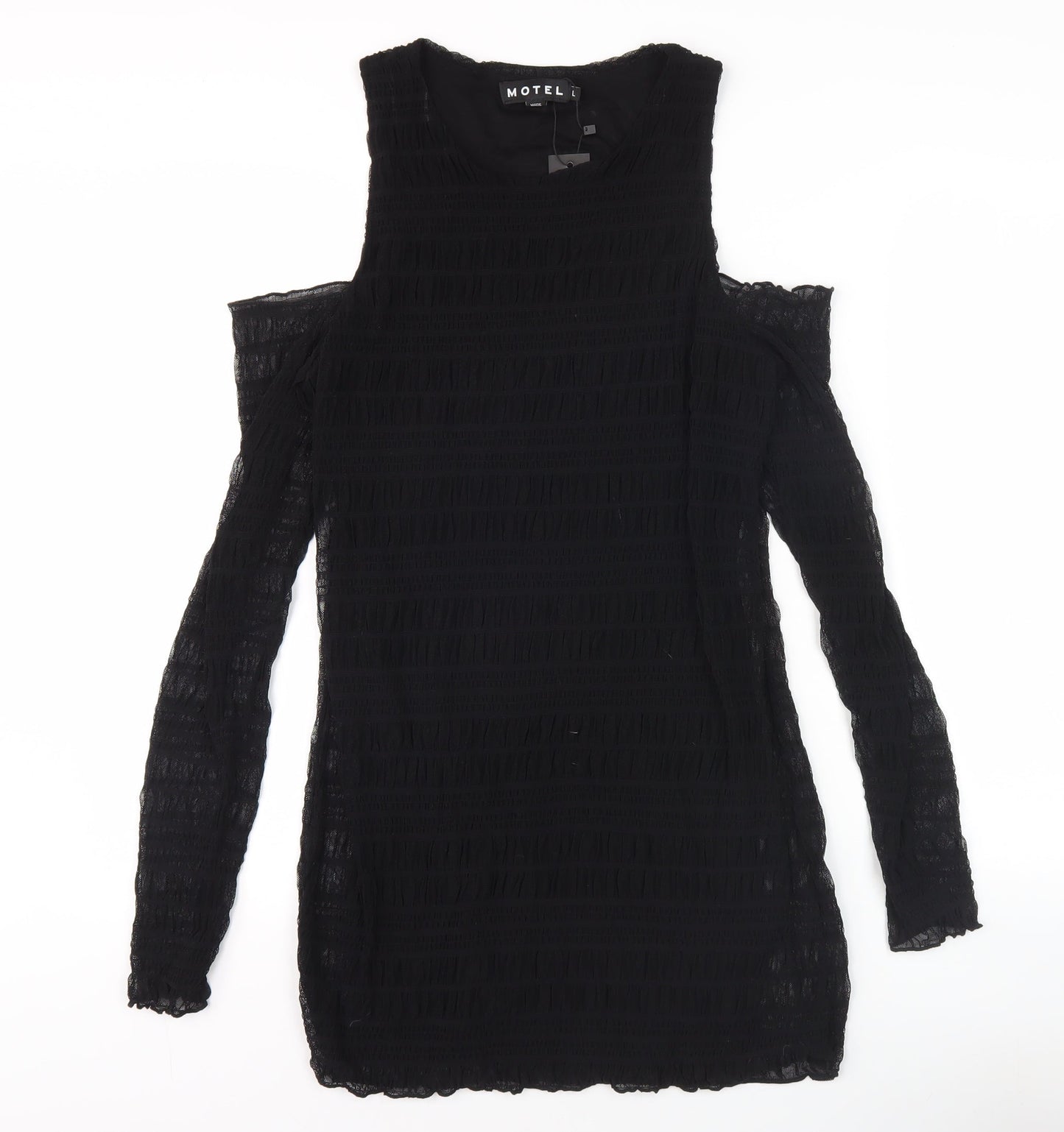 Motel Women's Black Bodycon Dress L Long Sleeve