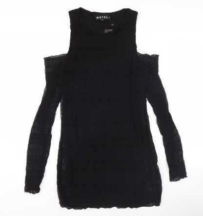 Motel Women's Black Bodycon Dress L Long Sleeve