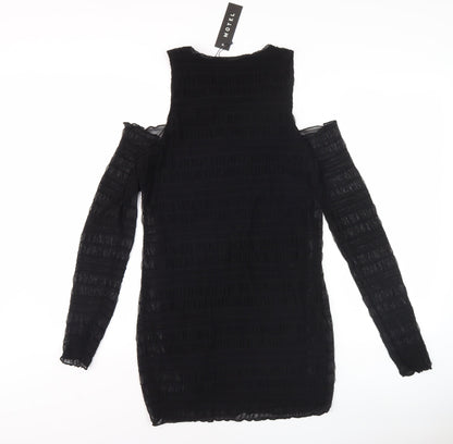 Motel Women's Black Bodycon Dress L Long Sleeve