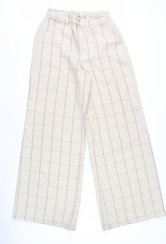 Urban Outfitters Women's Beige Check Wide-Leg Trousers - S