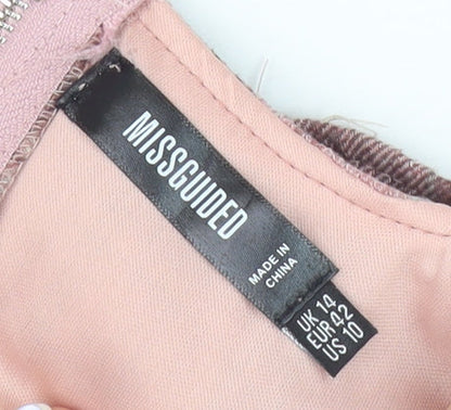 Womens UK Size 14 Missguided Pink Cropped Tank