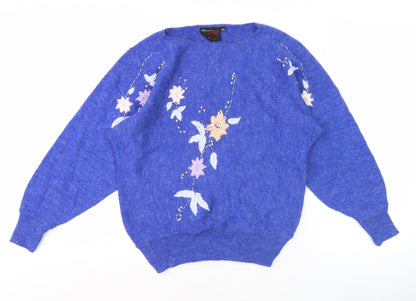 Tigi-Wear Blue Women's Embroidered Pullover Jumper