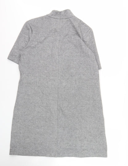Zara Women's Grey High Neck Wool Dress XL