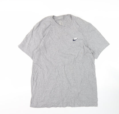 Nike Men's Grey T-Shirt Size L with Logo
